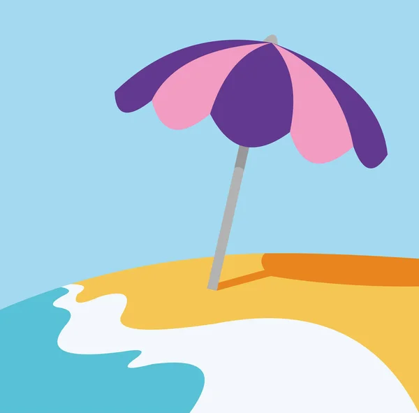 Emoticon Vetorial Ilustração Uma Praia Com Guarda Sol — Vetor de Stock