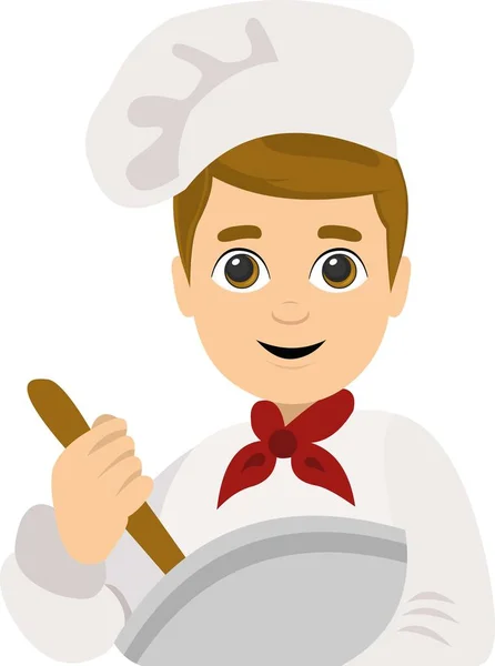 Vector Emoticon Illustration Male Cook — Stock Vector