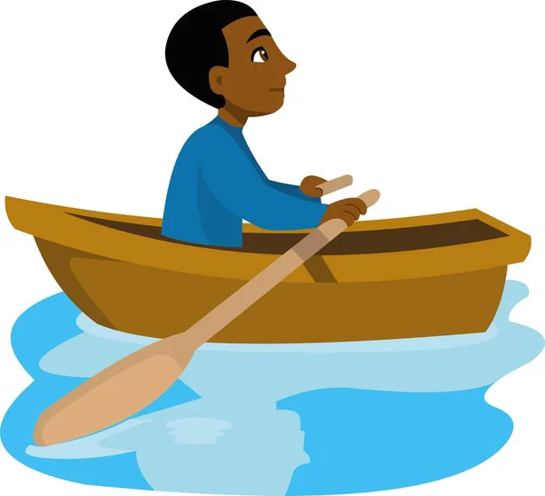 Illustrazione Vettoriale Una Persona Che Rema Una Barca — Vettoriale Stock