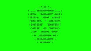 video animasyonu simge kalkanından yoksundur ve yeşil renkli anahtar arkaplan üzerinde pasifleştirilmiş antivirüs konseptinin ikili Coode sisteminin 0 ve 1 numaralarıyla tasarlanmıştır.