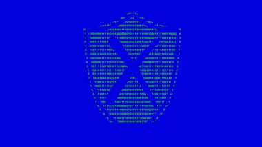 Video animasyon kalkanı ve mavi renkli anahtar arka planda devre dışı bırakılmış antivirüs konsepti ikili Coode sisteminin 0 ve 1 numaralarıyla çapraz dizayn edilmiş.