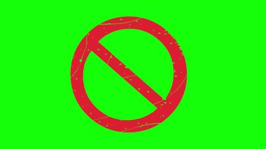video animasyonu kırmızı kauçuk damga durdurma işareti, yeşil renkli anahtar arka planda