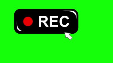 video animasyonu yeşil renkli anahtar arka planında bilgisayar imleç fare rec düğmesi ekranı dijital