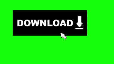 video animasyonu siyah ve beyaz konsept simgesi tıklayın bilgisayar imleci fare indirme düğmesi dijital, yeşil renkli anahtar arkaplan üzerinde