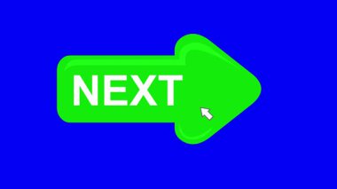 video animasyonu mavi renkli bir arkaplan üzerinde ok üzerinde bilgisayar imleç faresine tıklayın.