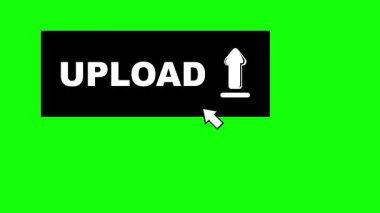 video animasyonu siyah ve beyaz konsept simgesi tıkla bilgisayar imleci fare yükleme düğmesi dijital, yeşil renkli anahtar arkaplan üzerinde