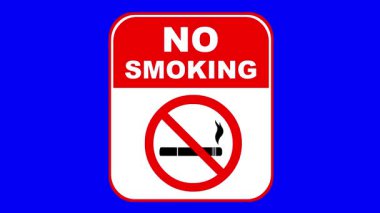 video animasyonu sigara içilmeyen işaret simgesi, mavi krom anahtar arka planda