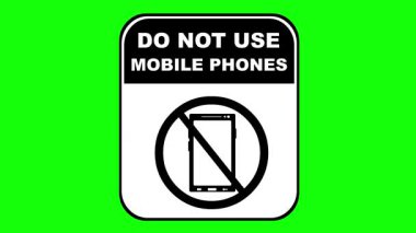 video animasyon siyah-beyaz konsept simgesi yeşil renkli anahtar arka plan üzerinde cep telefonu aygıtı kullanmayın