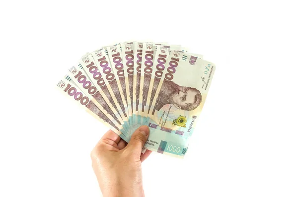 Beyaz arka planda izole edilmiş yeni 1000 Hryvnia. Bir sürü Hryvnia..