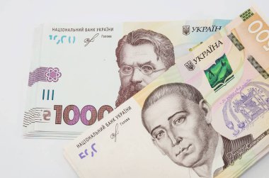 Yeni Ukrayna banknotu 1000 Hryvnia. Para konsepti. Zenginlik kavramı. Yakın plan..