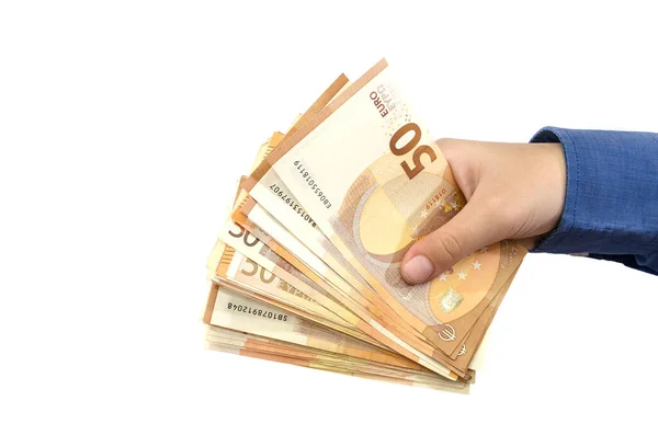 Eurosedlar Handen Affärskvinna — Stockfoto