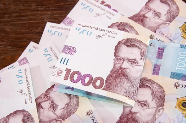 Украинская Гривна Новые Банкноты 1000 Гривен Гривна Грн Деньги — стоковое фото