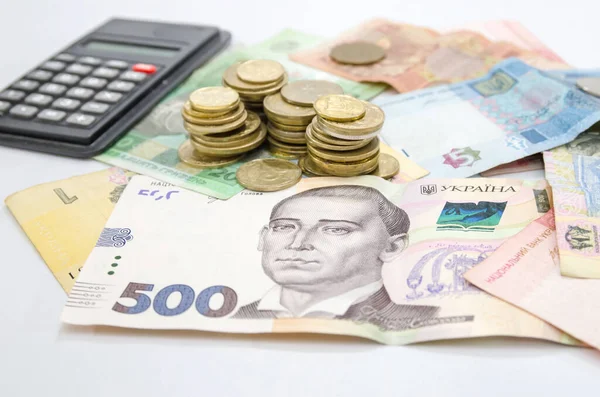 Різні Українські Гривні Купи Монет Фінансова Концепція — стокове фото