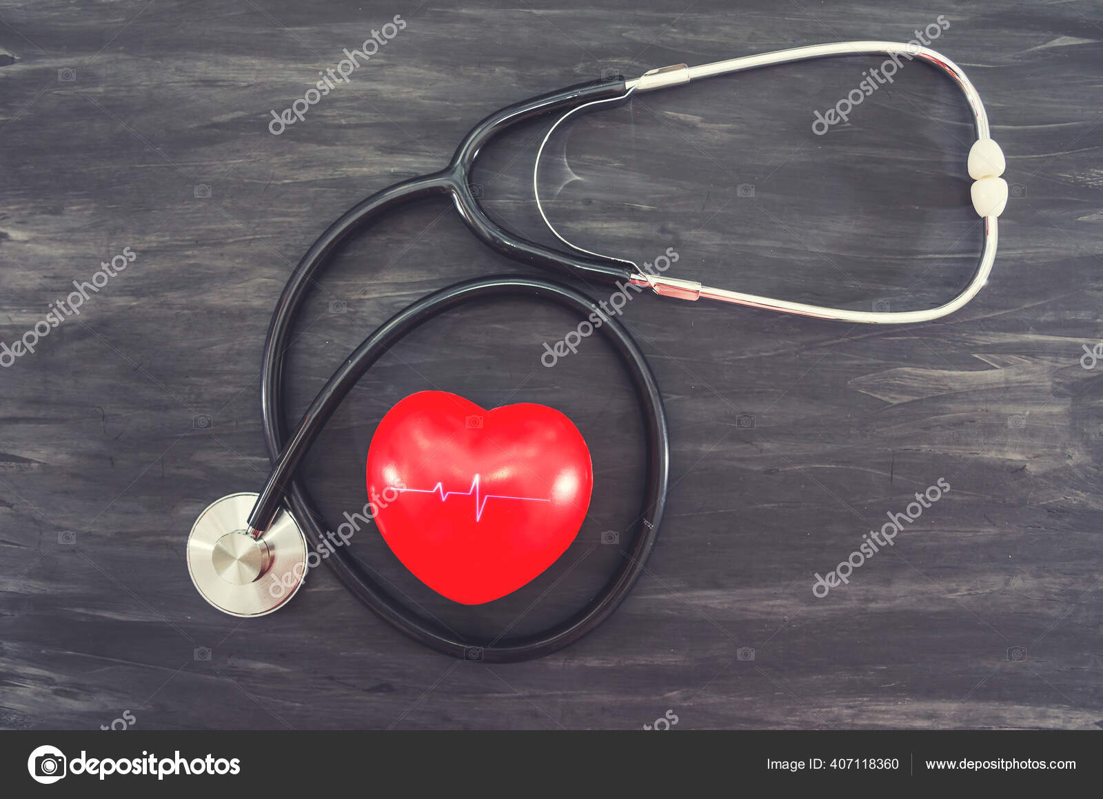 Red Heart Stethoscope Black Background Health Concept Stock Photo by  ©@ 407118360