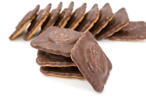 Biskuit Butir Coklat Lezat Diisolasi Pada Latar Belakang Putih — Stok Foto
