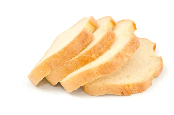 Шматочки Білого Хліба Ізольовані Білому Тлі — стокове фото