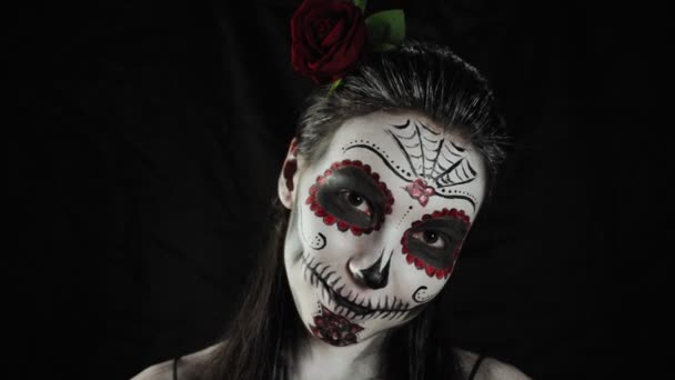 Mexican Day Dead Young Woman Sugar Skull Halloween Makeup Looking Video By C Luchitcky Mail Ru Stock Footage 406627548