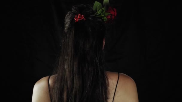 Día Mexicano Los Muertos Mujer Joven Con Cráneo Azúcar Halloween — Vídeo de stock