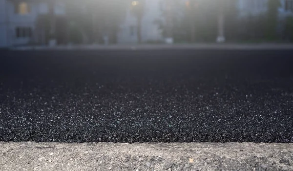 Road Repair Thin Layer New Asphalt — Stock Photo, Image