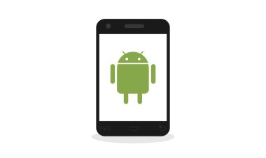 android dokunmatik ekranlı cep telefonu, beyaz arkaplanda izole.