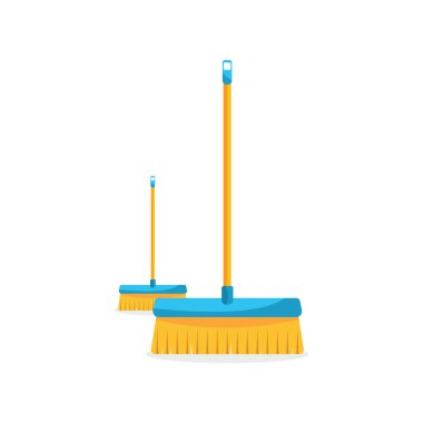 Süpürge uzun ve küçük ahşap saplı temizlik aracı