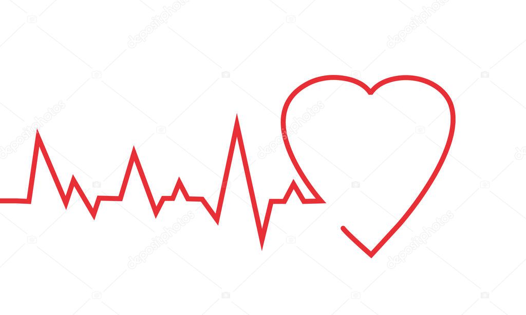 Heart pulse, Cardiogram line vector illustration isolated on white background