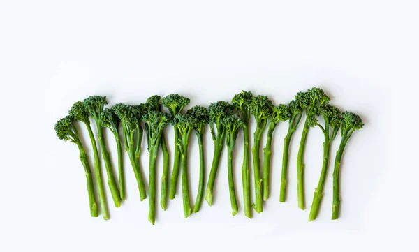 Broccolini Freschi Isolati Sfondo Bianco Con Spazio Copia — Foto Stock