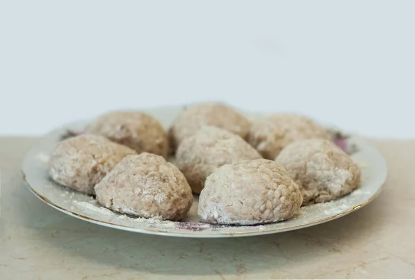 Hausgemachte Hackbällchen Auf Dem Teller Der Küche Herstellung Von Hackfleischbällchen — Stockfoto