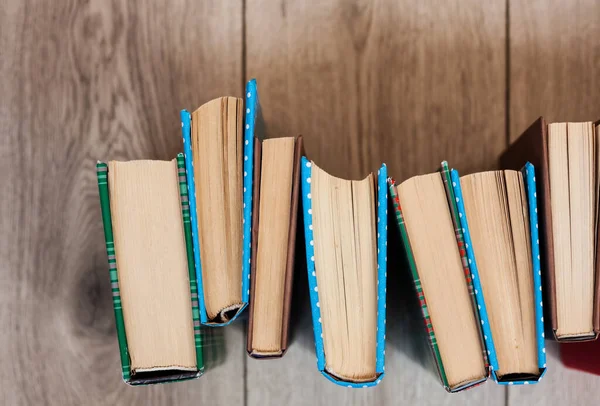 Könyvek Tankönyv Színes Borítók Egy Háttér Vissza Iskolába Távolság Otthoni — Stock Fotó