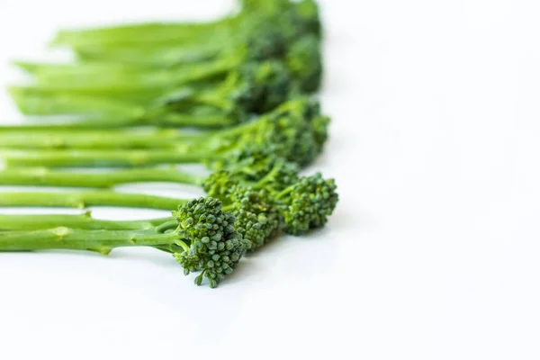 Fresh Broccolini Isolated White Background Copy Space — Stock Photo, Image