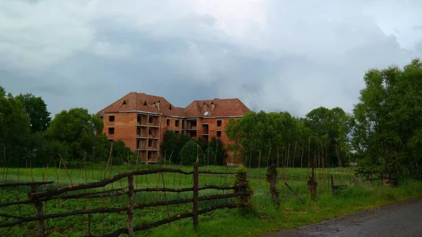 Altes Haus Auf Dem Land Landstraße Auf Dem Land Altes — Stockfoto