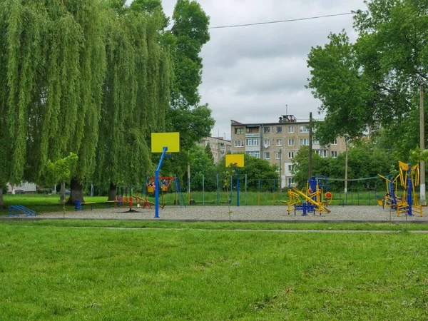 Hus Parken Träd Park Playground Park Building Park Storm Parken — Stockfoto