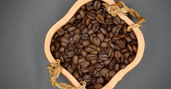 Kávébab Alakú Szív Kávébab Háttér Kávébab Háttér Kávébab Egy Zsákban — Stock Fotó