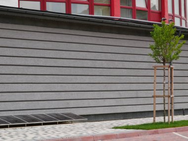 Beton bloklar arka planda. Gri beton duvar. Beyaz tuğla duvar..