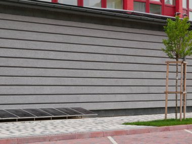 Beton bloklar arka planda. Gri beton duvar. Beyaz tuğla duvar..