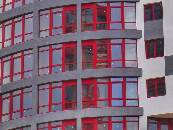Červená Cihlová Budova Moderní Kancelářská Budova Červená Cihlová Stěna Pouliční — Stock fotografie