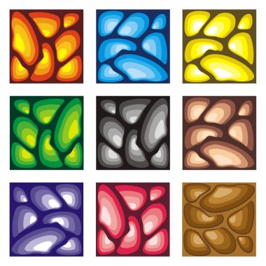 Taşların derlemesi desensiz desen çeşitli renklerde, çizgi film vektör tarzında