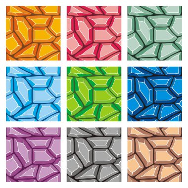 Taşların derlemesi desensiz desen çeşitli renklerde, çizgi film vektör tarzında