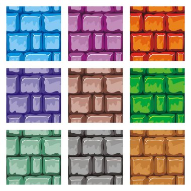 2B oyun arkaplanı oluşturmak için pürüzsüz desen ve tuğla desenleri koleksiyonu