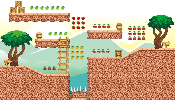 Plataforma Tileset Para Criação Jogo Conjunto Ativos Jogo Vetorial Camadas — Vetor de Stock