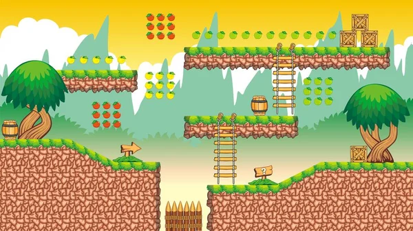 Plataforma Tileset Para Criação Jogo Conjunto Ativos Jogo Vetorial Camadas —  Vetores de Stock