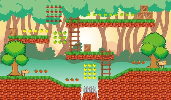 Tileset Plataforma Para Creación Juego Conjunto Capas Activos Juego Vectores — Vector de stock