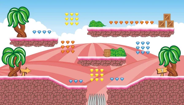 Tileset Platforma Pro Tvorbu Hry Sada Vrstvené Vektorové Hry Aktiva — Stockový vektor