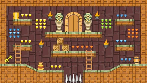 게임을 만들기 Tileset Platform Making Game Set Layered Vector Game — 스톡 벡터