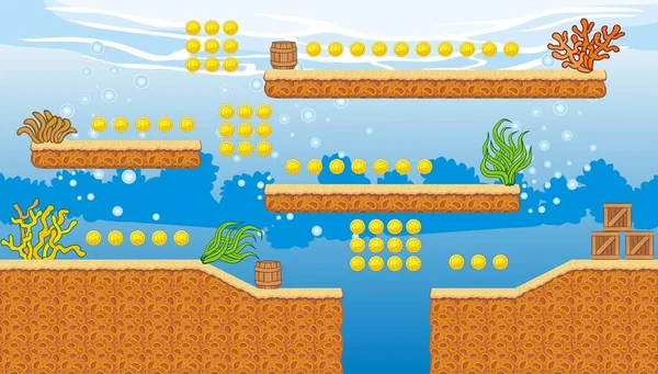 Plataforma Tileset Para Creación Juego Conjunto Capas Activos Juego Vectores — Vector de stock