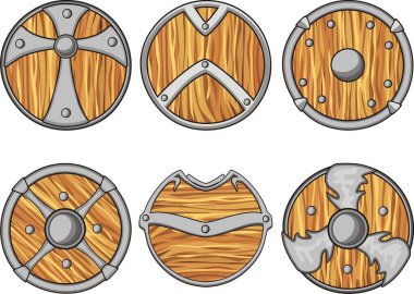 Çizgi film tarzında kalkanın vektör illüstrasyonu