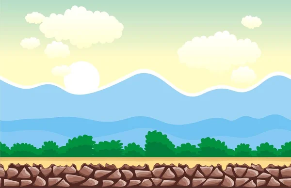 Lindo Paisaje Sin Costuras Dibujos Animados Con Capas Separadas Ilustración — Vector de stock