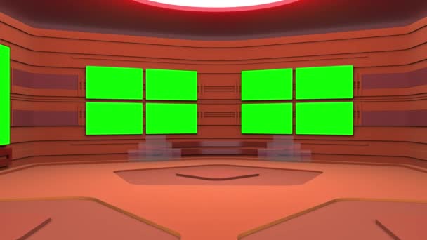 Den Virtuella Sänder Studion Med Grön Skärmområdet Kamerarörelser Ingår Uhd — Stockvideo
