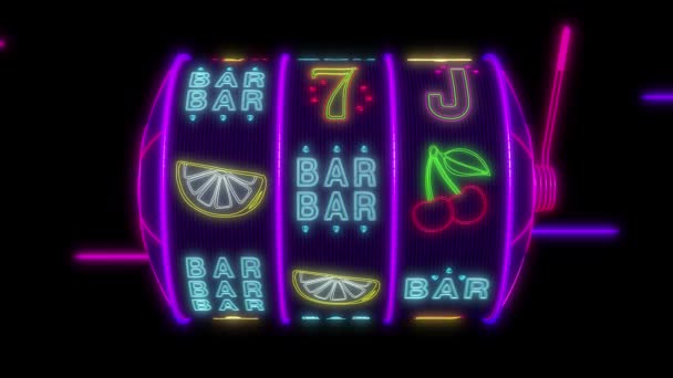 Neon Spilleautomat Rammer 777 Jackpot Uhd Gengivelse – Stock-video