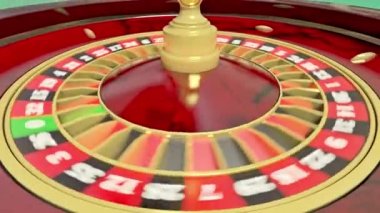 Rulet topu rulet tekerleğinde dönüyor. Döngülü animasyon. Uhd - 4k - 3d Rendering